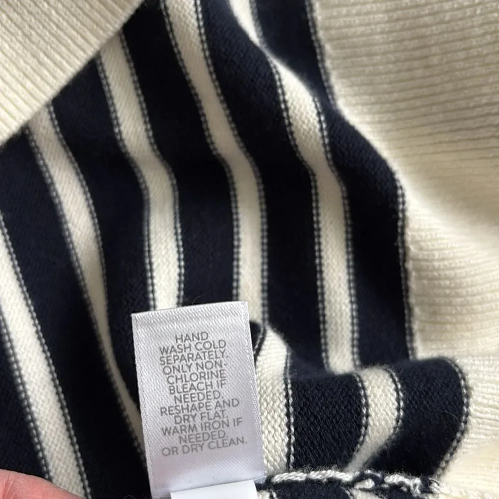 NWT J Jill Collared Striped V-Neck Pullover Sweater Nautical Size XL